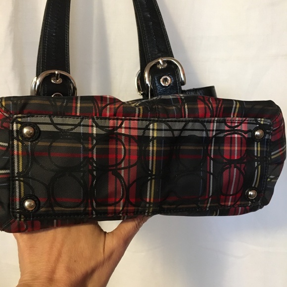 COACH π Poppy Glam Glitter Tartan Plaid Hobo Tote - Picture 6 of 13